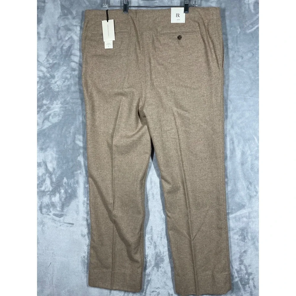 Banana Republic Italian Wool Herringbone Lanificio Comatex Pants Tan L Mens NEW
